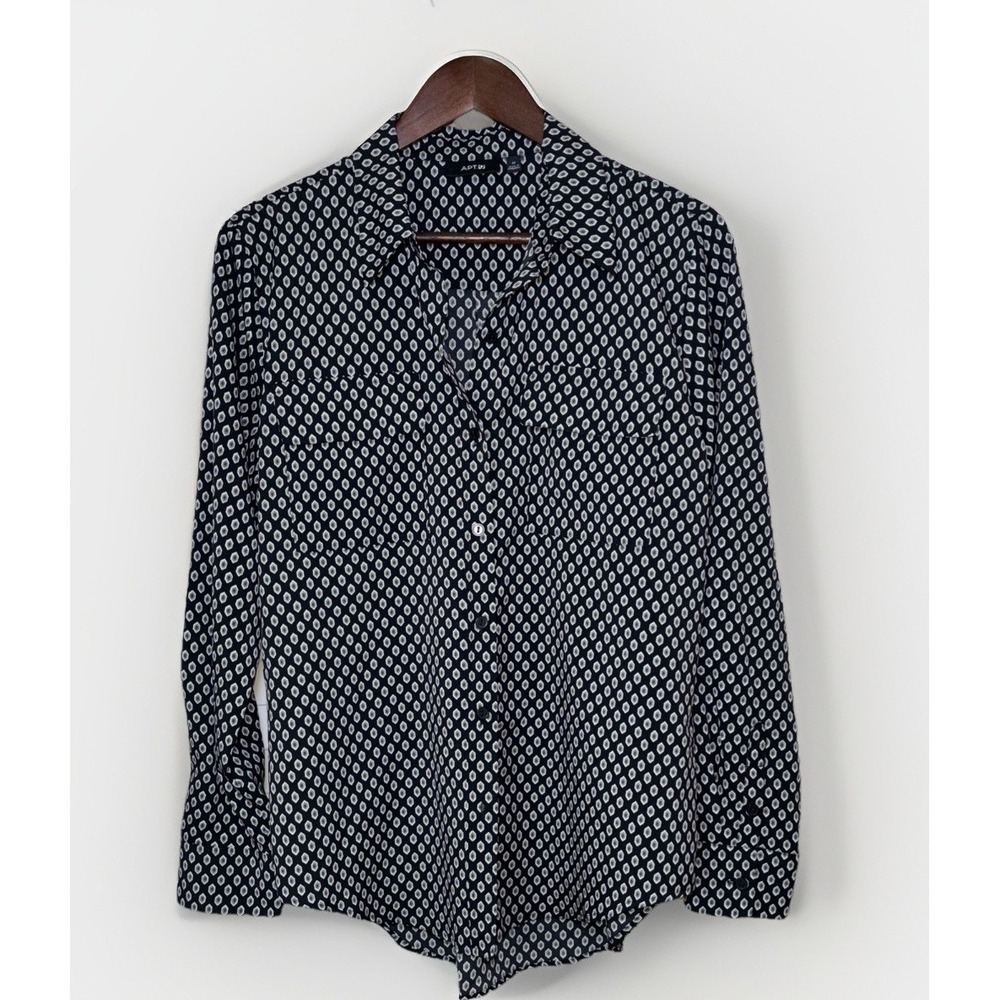 NWT Black Career Polyester Blouse Abstract Design Apt 9 Blouse Size Med